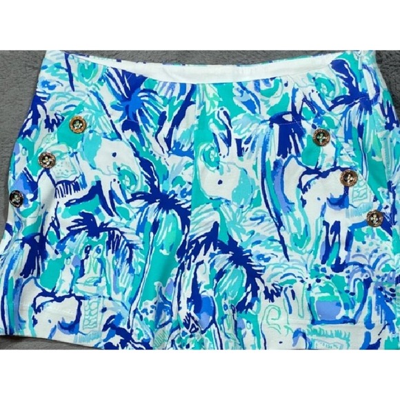 Lilly Pulitzer Sz 0 MARINA Bold Print Elephant Appeal Knit Shorts - Picture 1 of 9